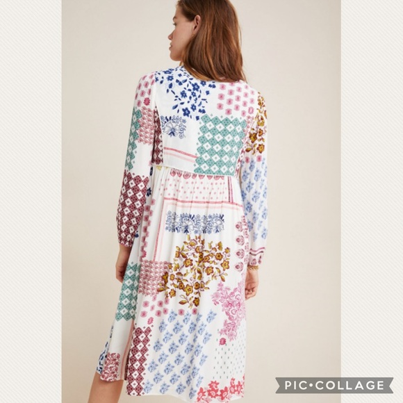 :Price Firm: Anthropologie Daniel Rainn Westerly Patchwork Midi Dress - Picture 2 of 10
